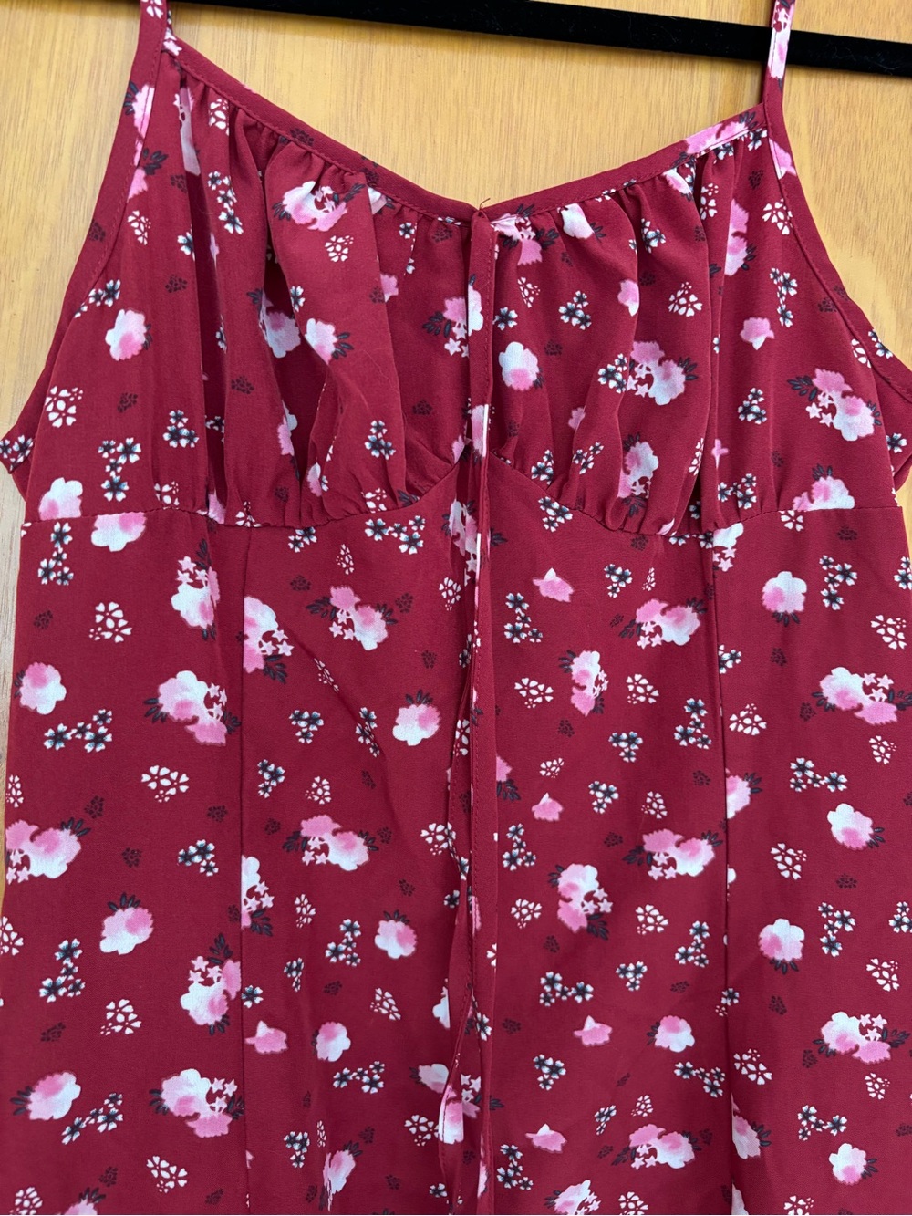 SHEIN Burgundy Floral Midi Dress - Picture 2 of 3